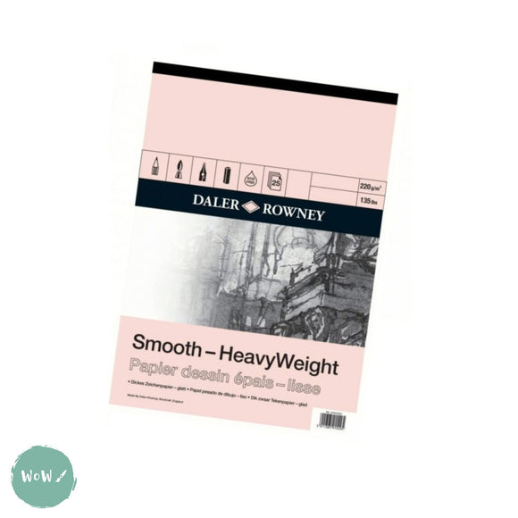 Daler Rowney SMOOTH Heavyweight Cartridge paper pads 220gsm A3