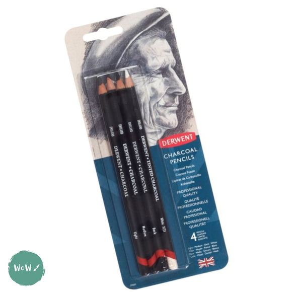 Derwent Charcoal Pencils Pack of 4 assorted
