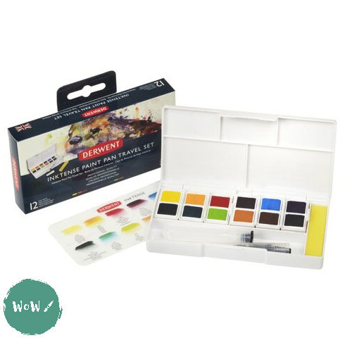 Watercolour Paint Sets - Derwent - INKTENSE - Paint Pan Set & Waterbrush Pen - PALETTE No.1 - inc. FREE Spritzer worth £4.99