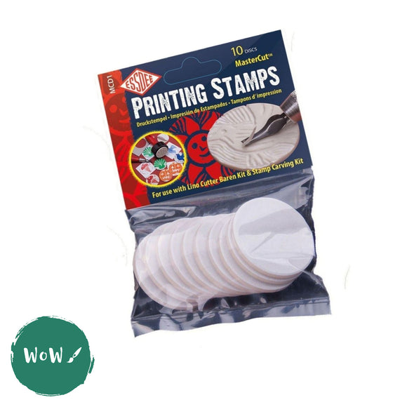 BLOCK / LINO PRINTING - CARVING BLOCK - SOFT CUT - Essdee Mastercut Printing Stamps 50mm dia. 10 Pack