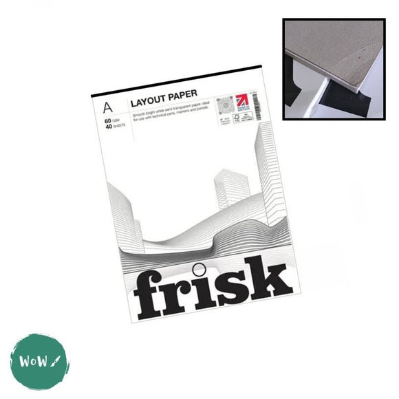 Frisk MAROON Brand, white 60gsm Layout paper Pad- A2 DAMAGED CORNER