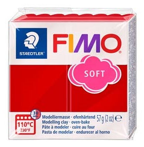 Modelling Clay- FIMO Soft, Oven-hardened POLYMER, 57g (2oz) block 	2P- Christmas Red