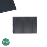 Hard Back Sketchbook SPIRAL Bound, Black Paper - 350gsm ,  20 sheets- A5 Landscape