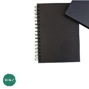 Hard Back Sketchbook SPIRAL Bound, Black Paper - 350gsm ,  20 sheets- A5 Portrait
