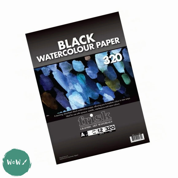 FRISK BLACK Watercolour Paper Pad, A3, 320gsm, 12 sheets