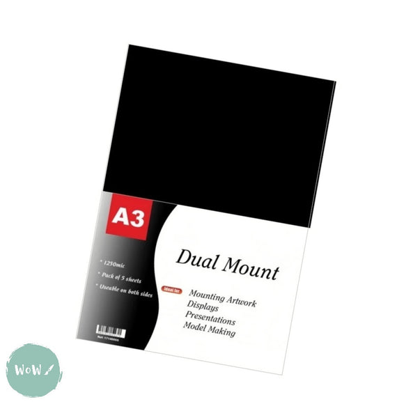 Mountboard- Dual Mount- Black/White- PACK OF 5 SHEETS- A3