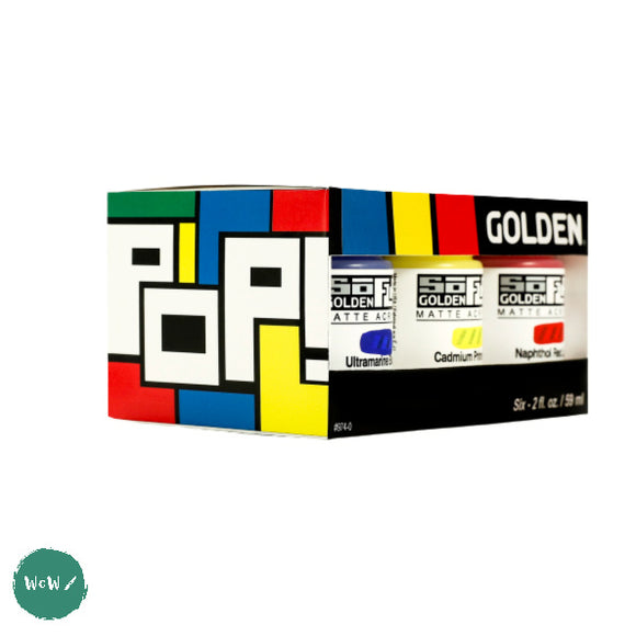 Acrylic Paint Set- Golden SOFLAT - 'POP' SET - 6 assorted 59ml Tubs