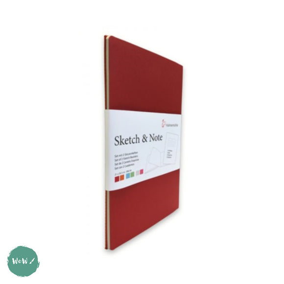 Softback Sketchbook - Hahnemuhle PACK OF 2 - Sketch & Note pads, 125 g/m² - A4 - Cerise/Paprika