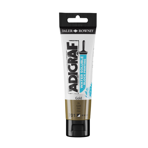 BLOCK PRINTING COLOUR - Water-soluble - Daler Rowney -  ADIGRAF - 59ml Tube - GOLD