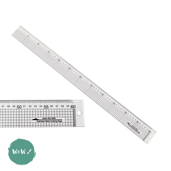 Rules/Rulers – MEASURING & CUTTING - Clear Acrylic with metal cutting edge – 60cm