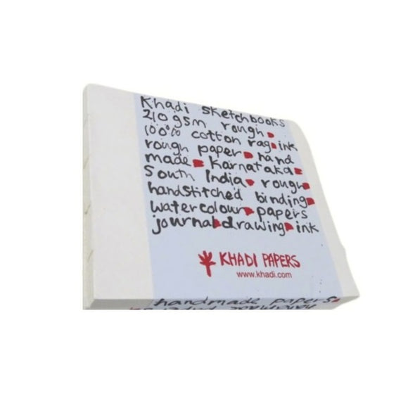 Khadi 100% cotton handmade Artists’ paper - STITCHED BLOCK BOOK - 32 pages - 210gsm - ROUGH 21 x 25 cm