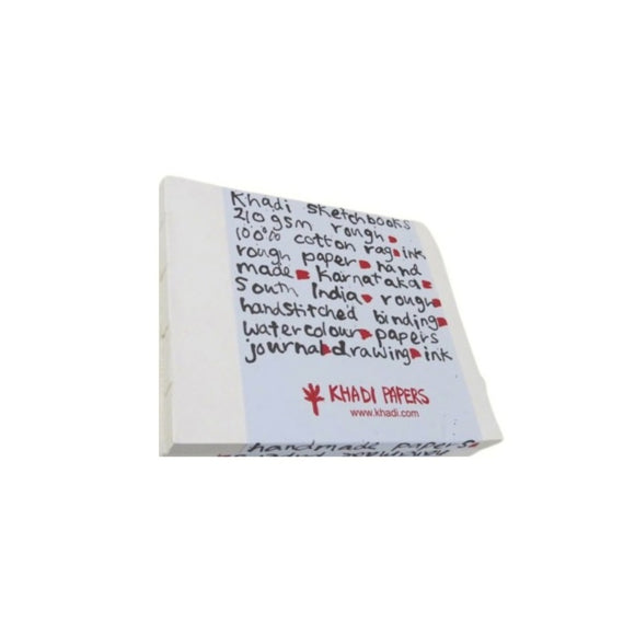 Khadi 100% cotton handmade Artists’ paper - STITCHED BLOCK BOOK - 32 pages - 210gsm - ROUGH - 13 x 16 cm