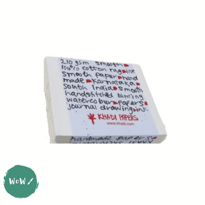 Khadi 100% cotton handmade Artists’ paper - STITCHED BLOCK BOOK - 40 pages 210gsm SMOOTH - 13 x 16 cm