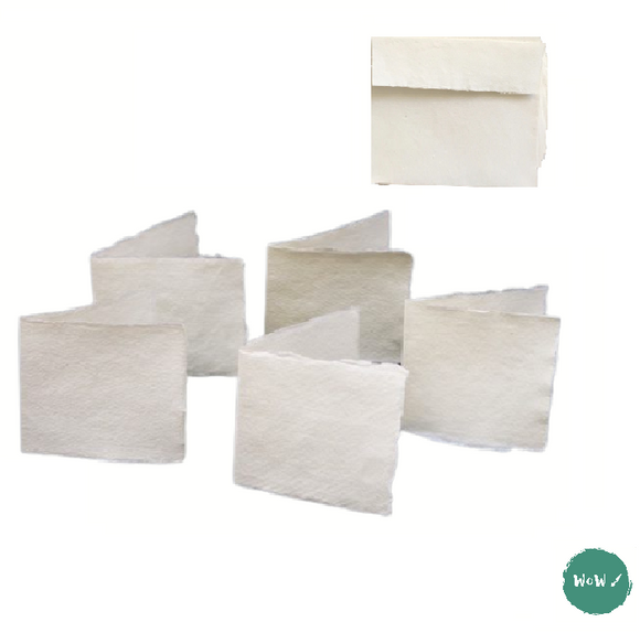 Watercolour Paper Blank Greeting Cards & Envelopes - 15 x 15 cm SQUARE hand made paper PACK of 5