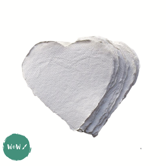 Khadi 100% cotton handmade Artists’ paper - 20 sheet pack - 280gsm - HEART SHAPED -150 x 150 mm