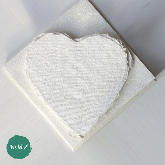 Watercolour Paper Blank Greeting Cards & Envelopes - 15 x 15 cm Heart Shaped hand made paper PACK of 5