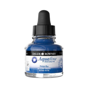 WATERCOLOUR - Liquid Watercolour Ink - Daler Rowney - AQUAFINE 29.5ml Pipette Bottles - PHTHALO BLUE