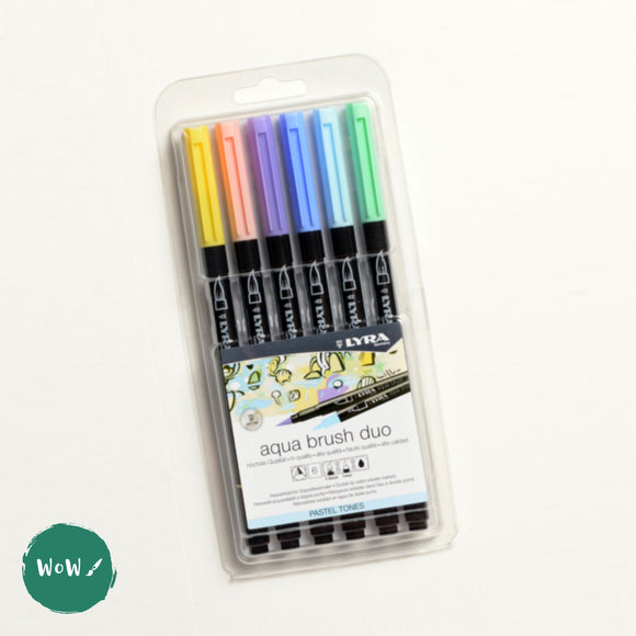 LYRA AQUA BRUSH DUO Water-based brush pens assorted Set of 6 - Pastel Tones