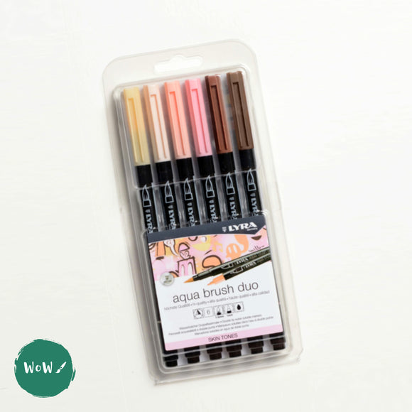 LYRA AQUA BRUSH DUO Water-based brush pens assorted Set of 6 - SKIN TONES