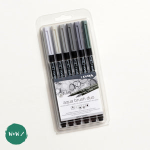 LYRA AQUA BRUSH DUO Water-based brush pens assorted Set of 6 - Grey Tones