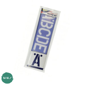 DRAWING ACCESSORY- Lettering Stencil- 75mm (3") NOTICE KIT A-Z & 0-9