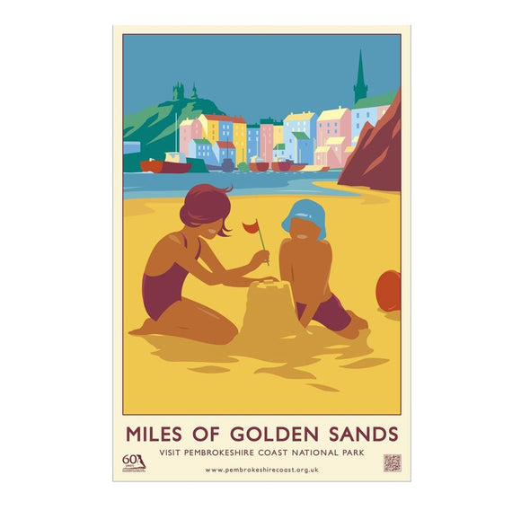 VISIT PEMBROKESHIRE A2 POSTER - 'Miles of Golden Sands' PORTRAIT