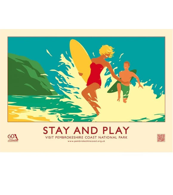 VISIT PEMBROKESHIRE A2 POSTER - 'Stay & Play' LANDSCAPE