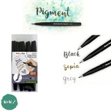Fineliner Pigment Pen Set - Pentel BRUSH SIGN PEN PIGMENT INK - 5 assorted pack