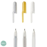 Gel Pen - SAKURA Gelly Roll - pack of 3 - METALLICS - White, Silver & Gold