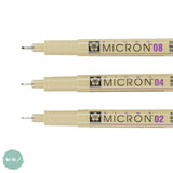 Fineliner Pigment Pen Set - SAKURA Pigma Micron - 3 Black assorted - 0.2, 0.4, 0.8