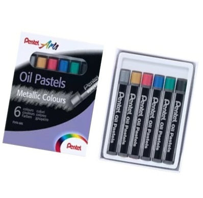 Oil Pastel Set - PENTEL Standard Size - METALLIC - 6 assorted