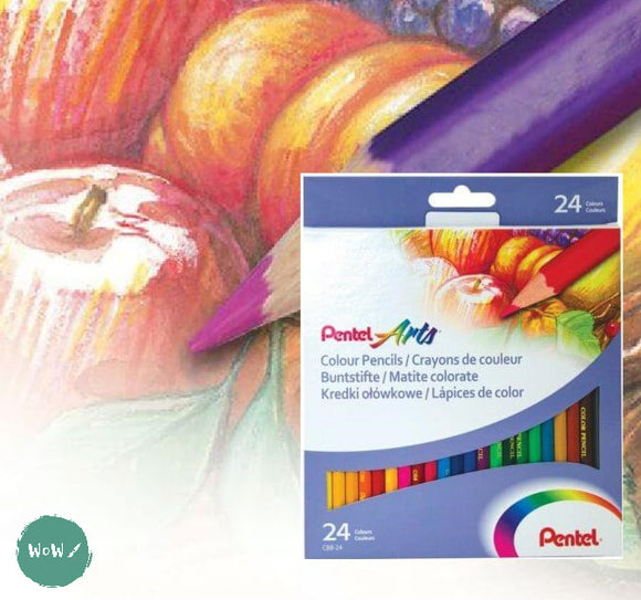 Pentel Arts Color Pencils, 24 Colors - 24 pencils