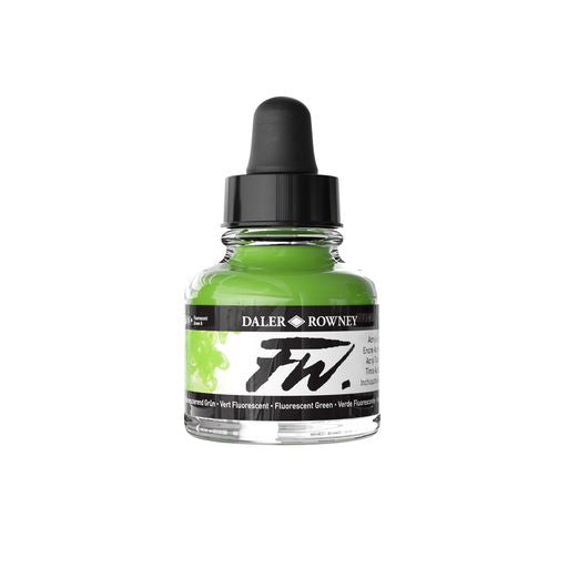 ACRYLIC INK - Daler Rowney FW – 29.5ml Pipette Bottle - 	FLUORESCENT GREEN
