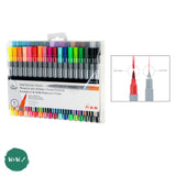 Coloured Pen Set - ROYAL Dual-Tip Artist Markers - Water-based, Brush & 0.4mm - 36 Assorted