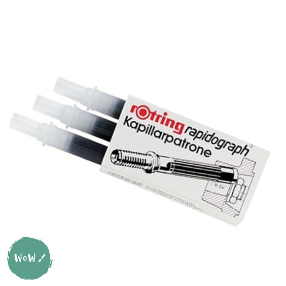 Drawing Ink- Cartridge - ROTRING- Rapidograph Black - Pack of 3