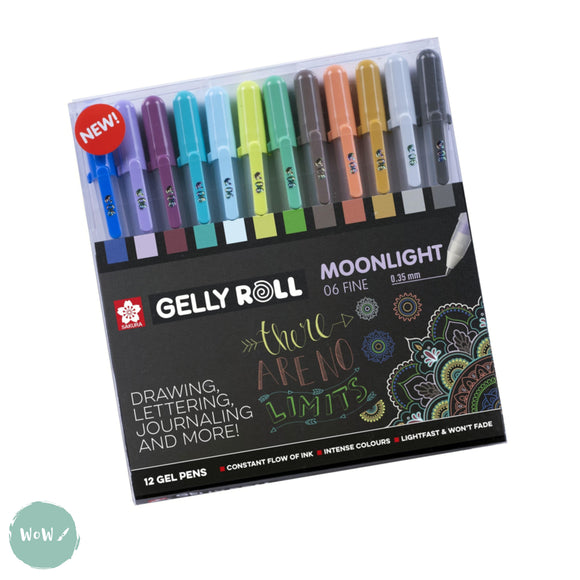 Gel Pen - SAKURA Gelly Roll - pack of 12 assorted - MOONLIGHT COSMOS PACK- 06 - 0.35mm