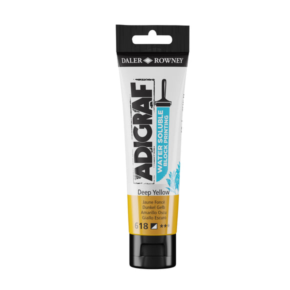 BLOCK PRINTING COLOUR - Water-soluble - Daler Rowney -  ADIGRAF - 59ml Tube - DEEP YELLOW