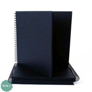 Hard Back Sketchbook SPIRAL Bound - BLACK PAPER - 220gsm - 40 sheets - 300 x 300 mm