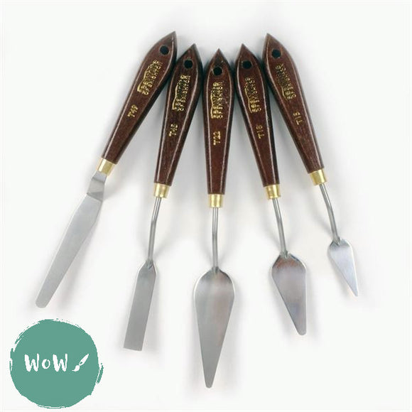 Painting / Palette Knife, Stainless Steel Blade Set of 5