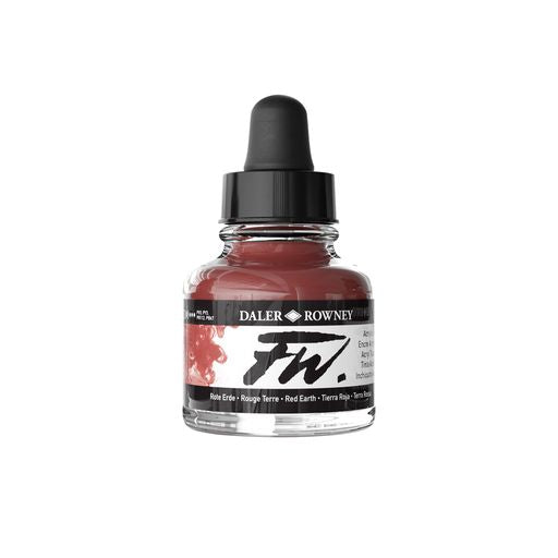 ACRYLIC INK - Daler Rowney FW – 29.5ml Pipette Bottle - 	RED EARTH