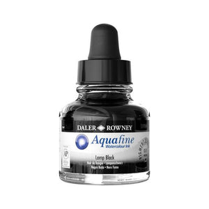 WATERCOLOUR - Liquid Watercolour Ink - Daler Rowney - AQUAFINE 29.5ml Pipette Bottles - LAMP BLACK