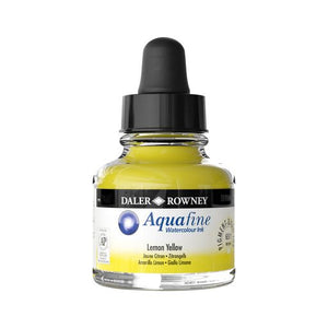 WATERCOLOUR - Liquid Watercolour Ink - Daler Rowney - AQUAFINE 29.5ml Pipette Bottles - LEMON YELLOW