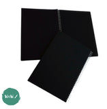 Hard Back Sketchbook SPIRAL Bound - BLACK PAPER - 140gsm - 50 sheets- A3 Portrait