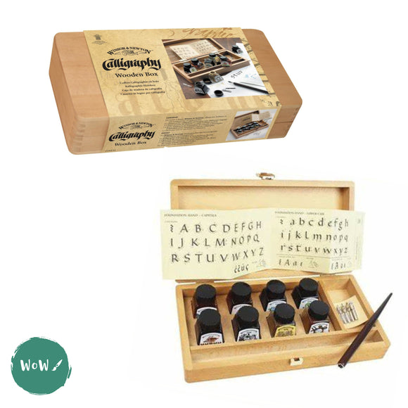 INK - Winsor & Newton DRAWING INK 14ml - WOODEN CALLIGRAPHY GIFT BOX SET