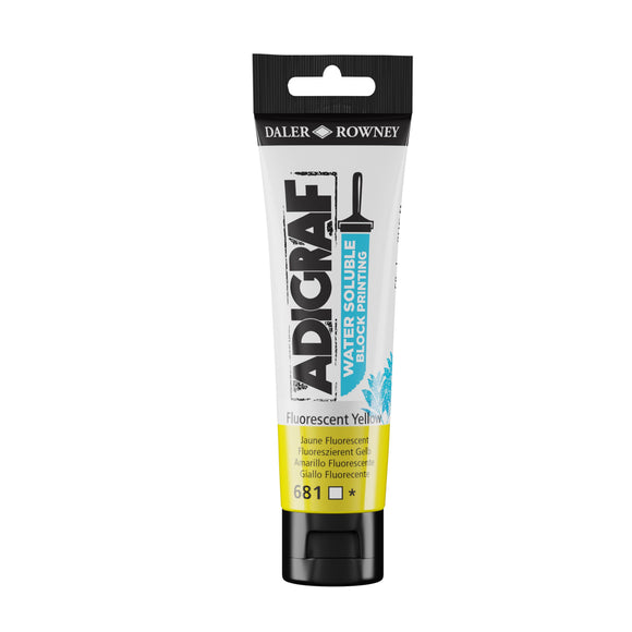 BLOCK PRINTING COLOUR - Water-soluble - Daler Rowney -  ADIGRAF - 59ml Tube - FLUORESCENT YELLOW