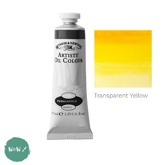 ARTISTS OIL COLOUR - Winsor & Newton Artists' - 37ml tube -  TRANSPARENT YELLOW (Old Style Label)