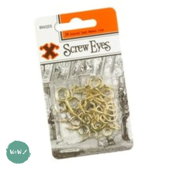 Framing Accessories - X-HOOK -  BRASS SCREW EYES pack of 24 assorted