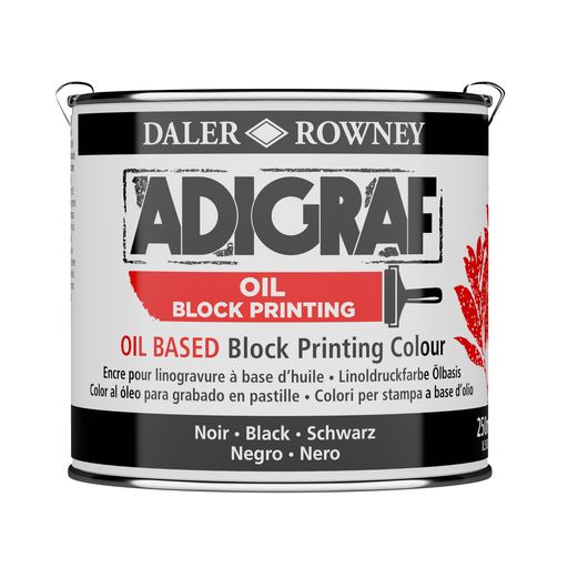 BLOCK PRINTING COLOUR - Oil Based - Daler Rowney ADIGRAF - 250ml  - BLACK
