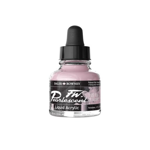ACRYLIC INK - Daler Rowney FW PEARLESCENT – 29.5ml Pipette Bottle - 	PLATINUM PINK