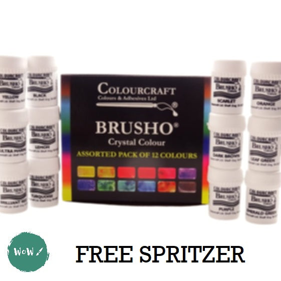 Watercolour Paint Sets - BRUSHO Watercolour Crystals set 12 Assorted inc. FREE SPRITZER worth £4.99